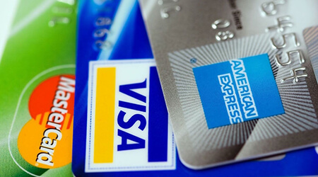 VISA, MasterCard and American Express cards